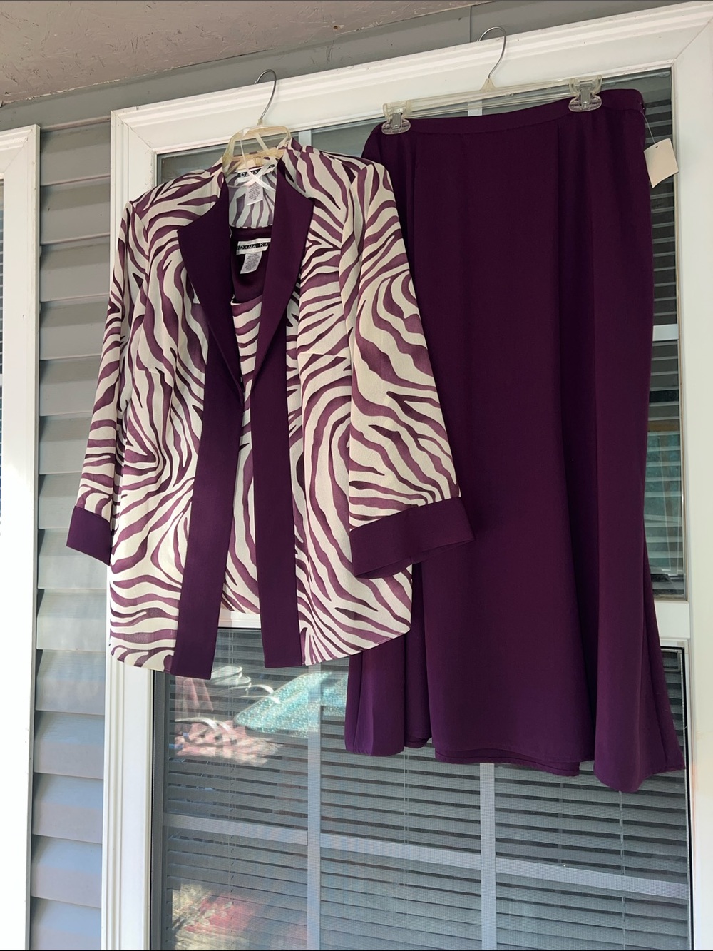 Dana Kay Plum and Cream Zebra Print Skirt Set